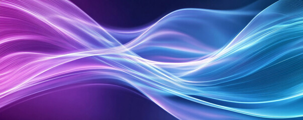 Fototapeta premium A contemporary background with flowing light lines in shades of cyan and purple. The lines create a smooth, flowing pattern that adds depth and sophistication.