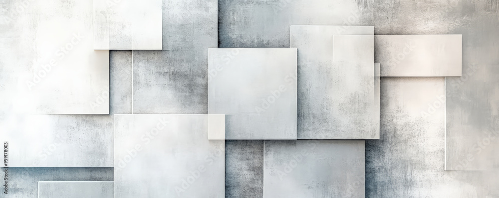 Poster a chic background with a pattern of light color blocks in shades of gray and white. the design featu