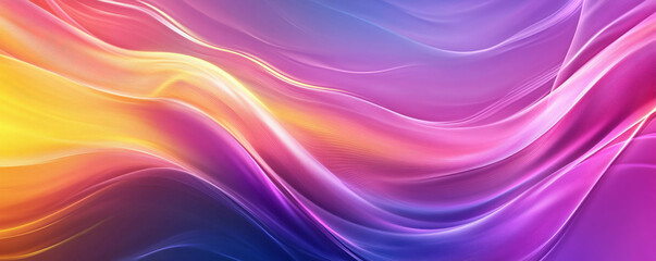 Obraz premium A bright abstract background with smooth, flowing gradients in hues of purple, pink, and yellow. The design has a modern, vibrant feel with gentle color transitions.