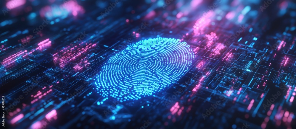 Poster fingerprint scanning ensures secure access through biometric identification advanced technology enha