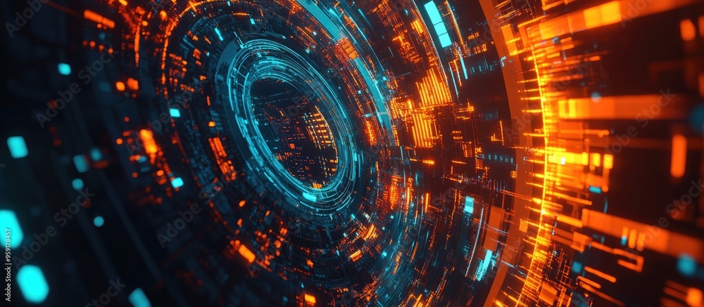 Poster 3d rendering of an abstract concept in advanced technology and digital innovation
