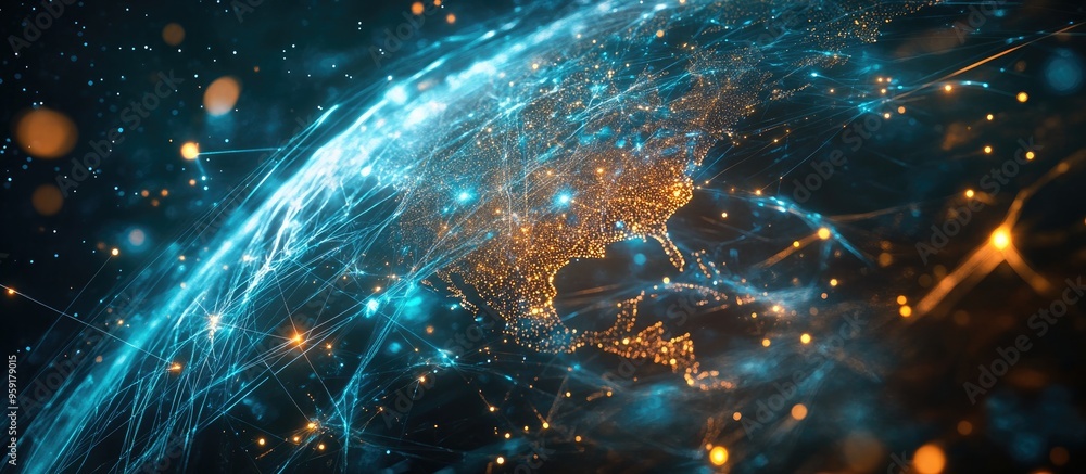 Poster digitalization of energy and communication technology for online businesses global networking and te