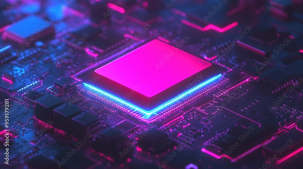Aufkleber minimalistic isometric illustration of a computer processor