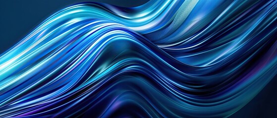 Obraz premium Abstract Blue and Violet Swirling Lines on a Deep Blue Background