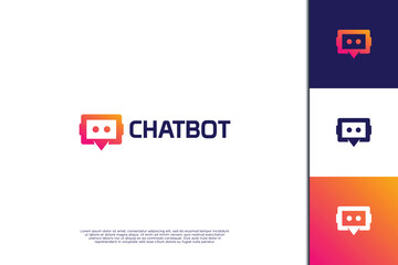 Chat Bot logo design. Robot communication logo.