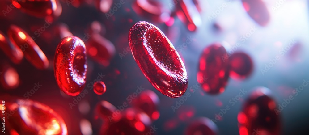 Aufkleber 3d rendering of artificial blood cells designed to function as substitutes for natural red blood cel