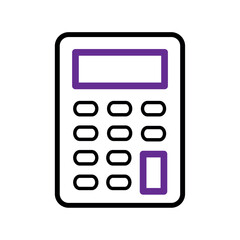 Calculator icon with purple display and black buttons Vector