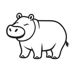 Obraz premium hippo in cartoon, doodle style . Image for t-shirt, web, mobile apps and ui. Isolated 2d vector illustration in logo, icon, sketch style, Eps 10, black and white. AI Generative