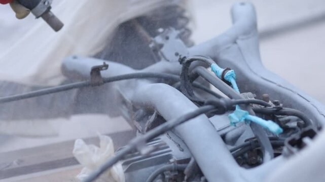 sandblasting of metal, restoration of car body elements