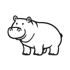 Obraz premium hippo in cartoon, doodle style . Image for t-shirt, web, mobile apps and ui. Isolated 2d vector illustration in logo, icon, sketch style, Eps 10, black and white. AI Generative