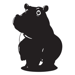 Obraz premium hippo in cartoon, doodle style . Image for t-shirt, web, mobile apps and ui. Isolated 2d vector illustration in logo, icon, sketch style, Eps 10, black and white. AI Generative