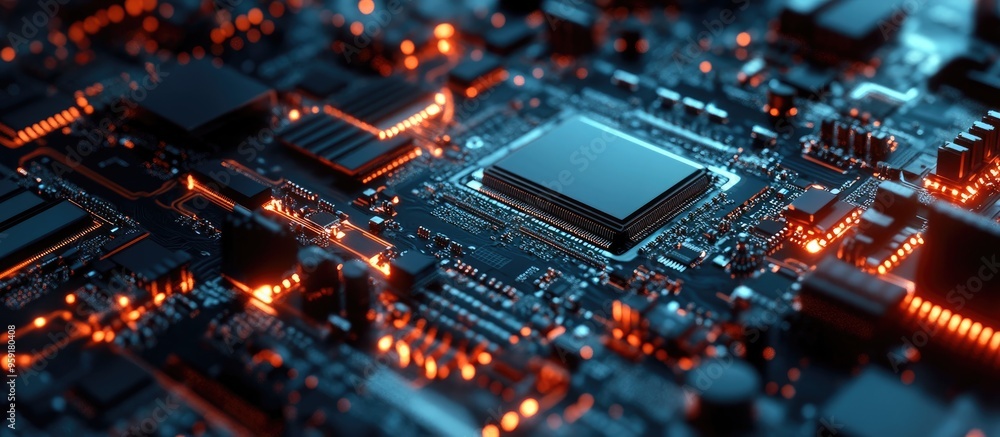 Poster close up studio shot of a computer processor component
