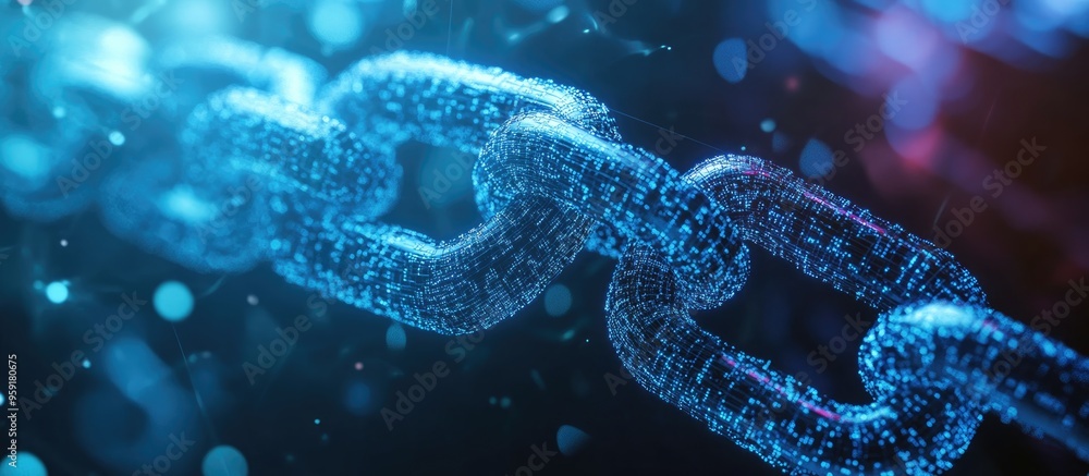 Aufkleber abstract illustration of interconnected digital chains on a dynamic background