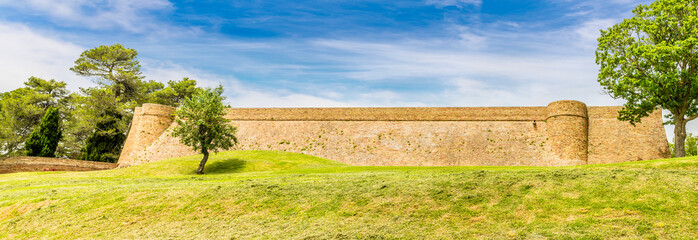 A panorama  view towards the Fortress Albornoz in the city in Urbino, Italy in summertime