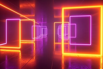 abstract background with square shape  glowing lines