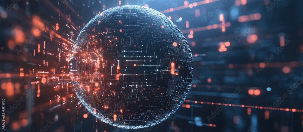 Poster global business concept of polycogs focusing on cybersecurity data protection technological advancem