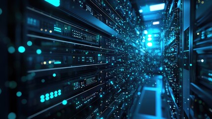 Naklejka premium 3D rendering of a computer network featuring wireless connectivity