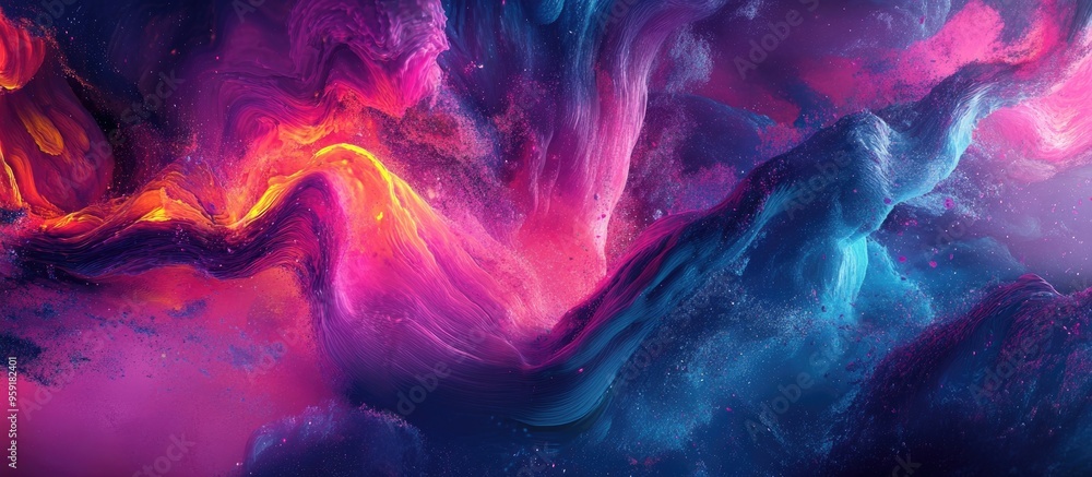 Poster vibrant abstract design with dynamic shapes and colors creating an energetic and modern aesthetic su