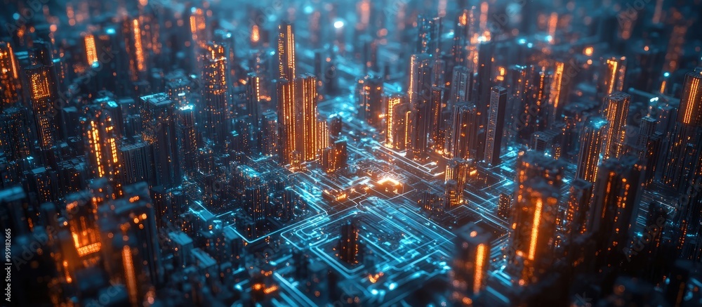 Poster smart city and communication network concepts featuring 5g technology and the internet of things iot