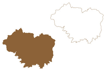 Sankt Veit an der Glan district (Republic of Austria or Österreich, Carinthia or Kärnten state) map vector illustration, scribble sketch map