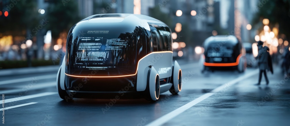 Poster autonomous vehicle with 3d rendering featuring robotic control system
