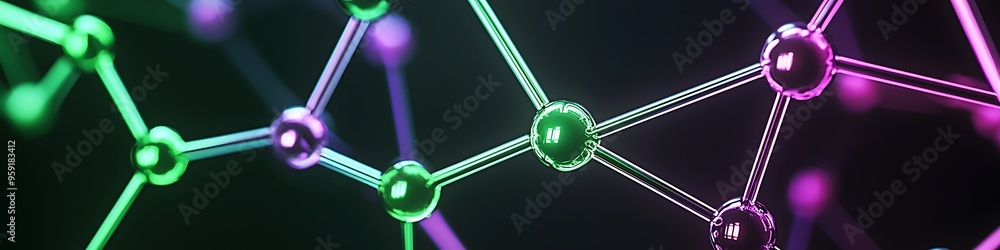 Poster abstract background with glowing molecules pattern