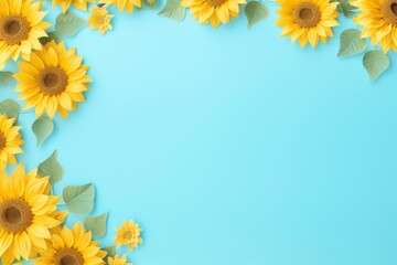 Free sunflowers frame white background