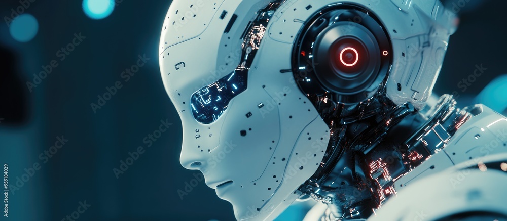 Poster ai and artificial intelligence concept depicted in a 3d rendering showcasing innovative technology a