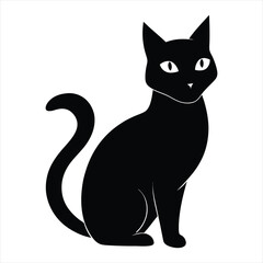 cute cat silhouette vector for white background