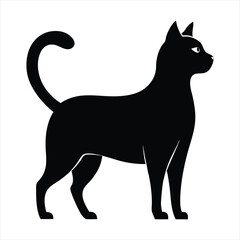 cute cat silhouette vector for white background