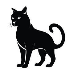 cute cat silhouette vector for a white background