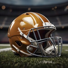 Fototapeta premium american football helmet on grass