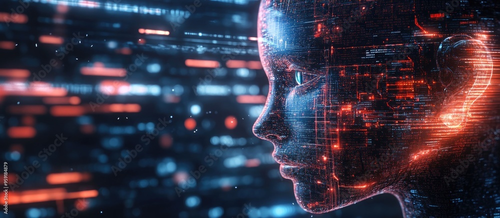 Poster abstract concept of artificial intelligence on a digital technology web background