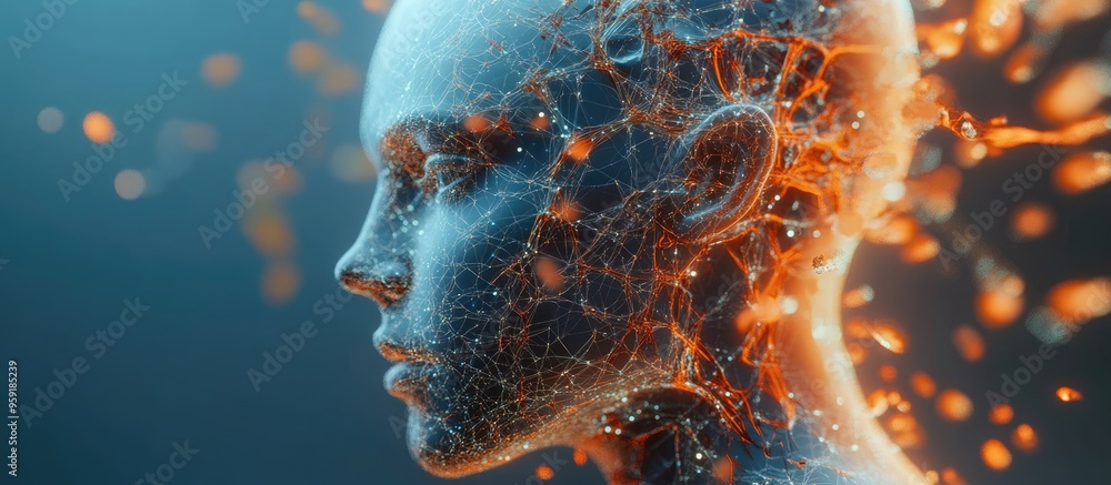Aufkleber ai and neural networks represented through a robotic head showcasing deep learning and abstract inte