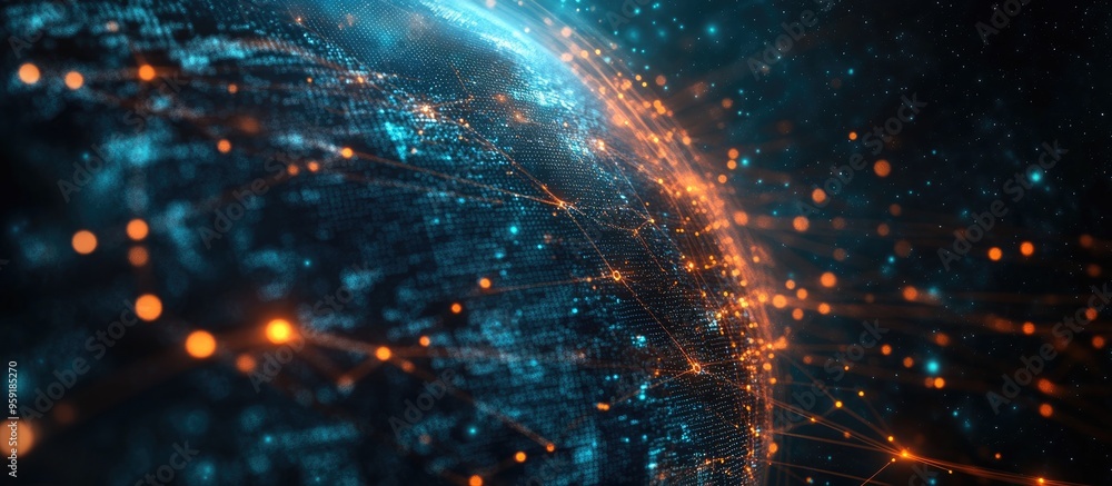 Poster communication technology for online business showcasing global networking telecommunications cryptoc