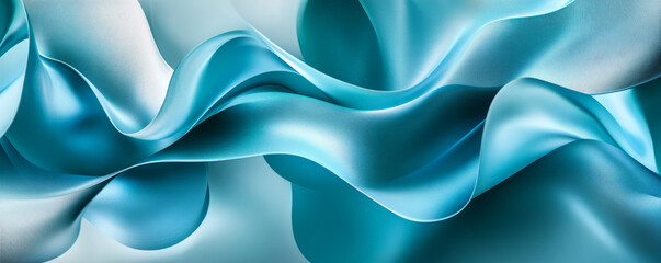 Obraz premium A modern 3D scene with smooth, twisting ribbons in cool shades of blue and turquoise. The ribbons create a flowing, calming effect with a contemporary touch.