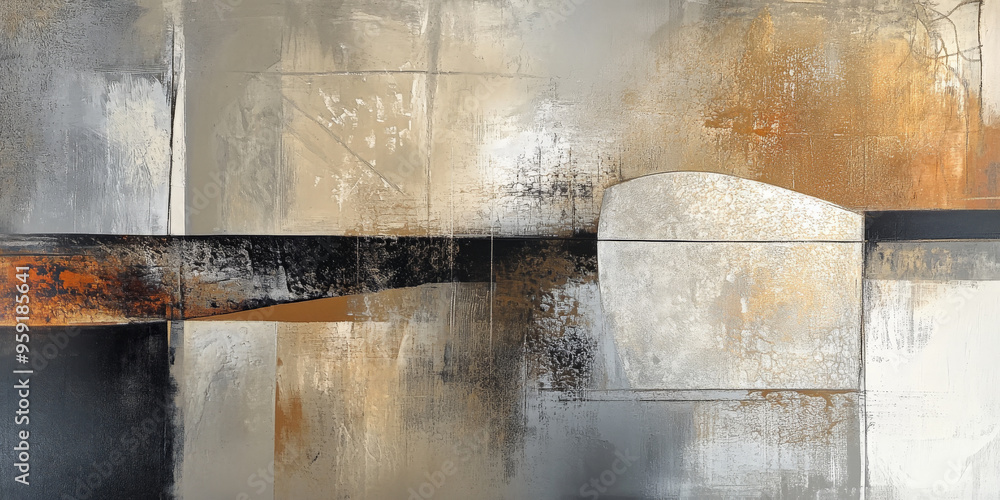 Poster a modern abstract design with an emphasis on texture and materiality. the composition includes eleme