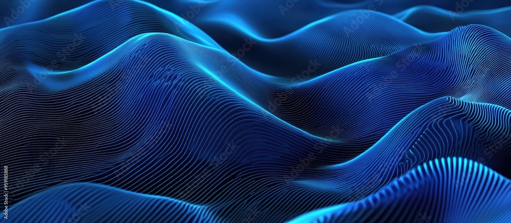 Poster blue wave light screen gradient texture background abstract digital background representing ai techn