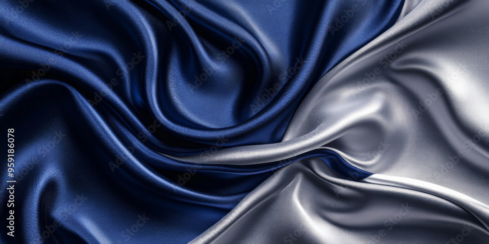 Poster an elegant abstract background featuring silky, 3d wave patterns in a gradient from midnight blue to