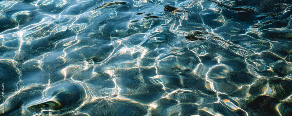 Poster crystal clear water with delicate, tiny ripples creating a soothing pattern across the surface. the 