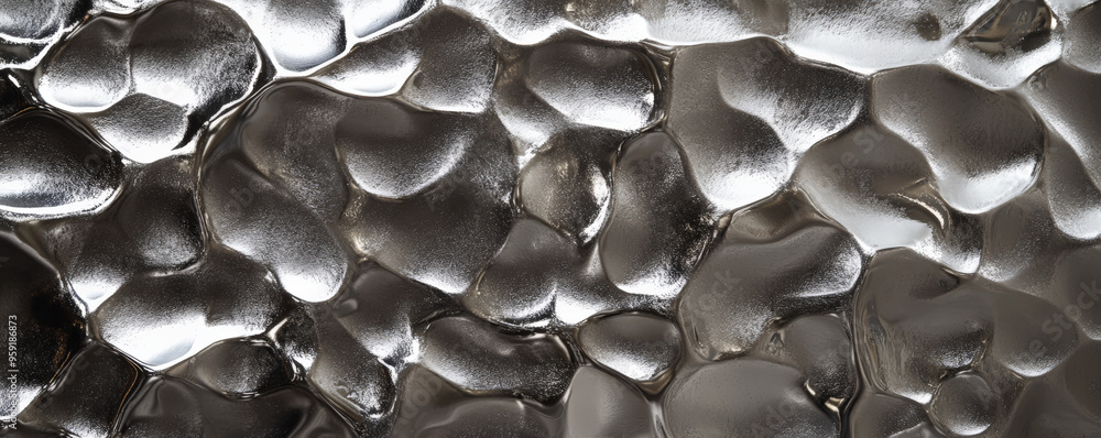Poster a silver surface with a hammered texture, creating a dimpled effect. the texture is prominently visi