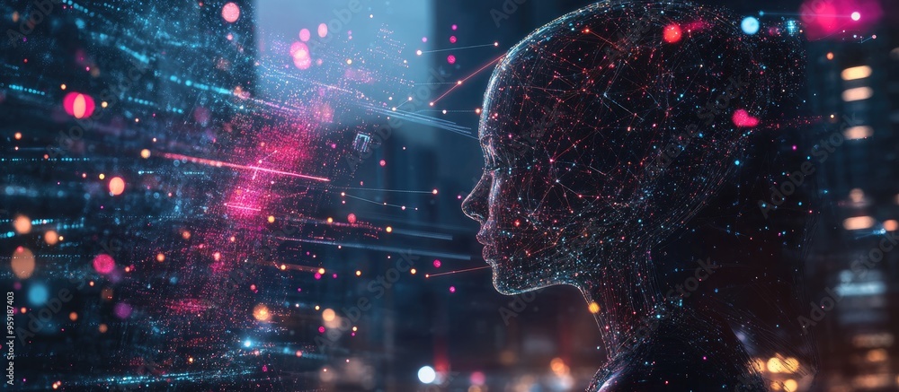 Poster digital ai technology enhances communication across a global network it represents big data and the 
