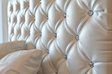 Off-White Diamond Tufted Headboard - AI Generated