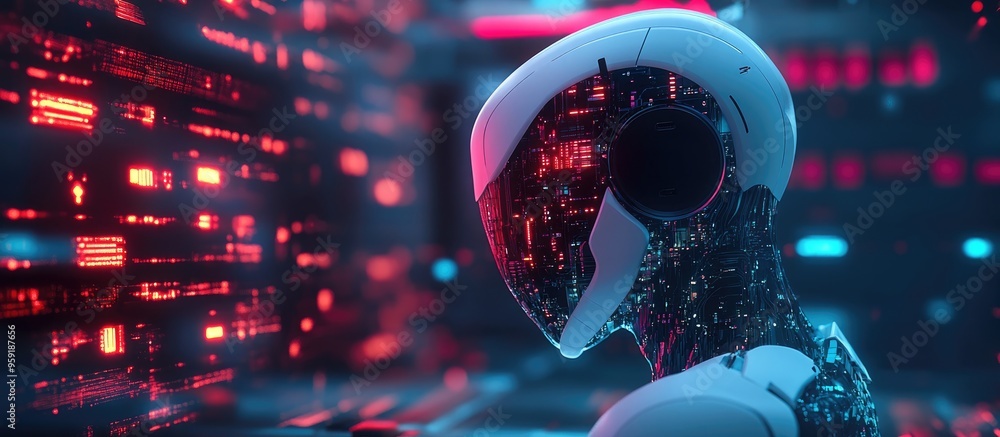 Aufkleber ai technology and digital characters concept depicting the essence of artificial intelligence and a 
