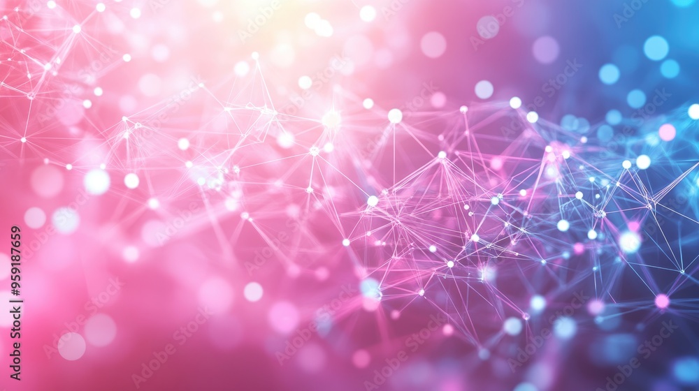 Aufkleber abstract polygonal network in pink and blue hues featuring interconnected technology elements backgr