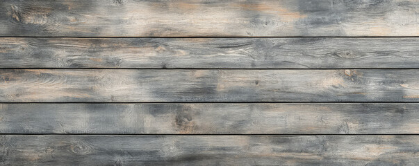 Fototapeta premium Aged driftwood backdrop with naturally worn, grayish planks. The wood has a rough texture with visible cracks, knots, and salt stains, evoking a coastal, weathered look that adds character and depth