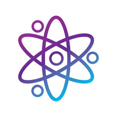 Gradient atom icon in purple and blue tones Vector