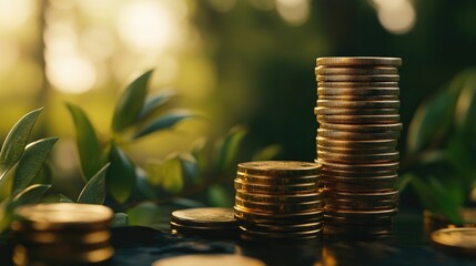 Stack of coins representing growth in value and profit illustrating the concept of an excellent business experience