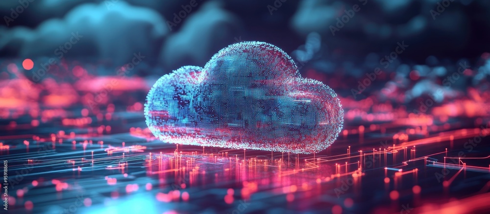 Poster cloud computing concept showcasing software as a service saas and communication networks