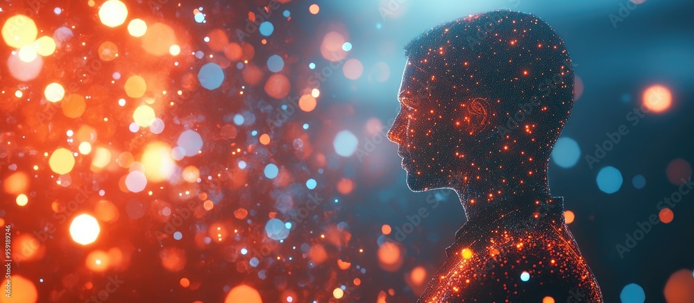 Aufkleber business professional developing 3d rendering of artificial intelligence against a blurred backdrop